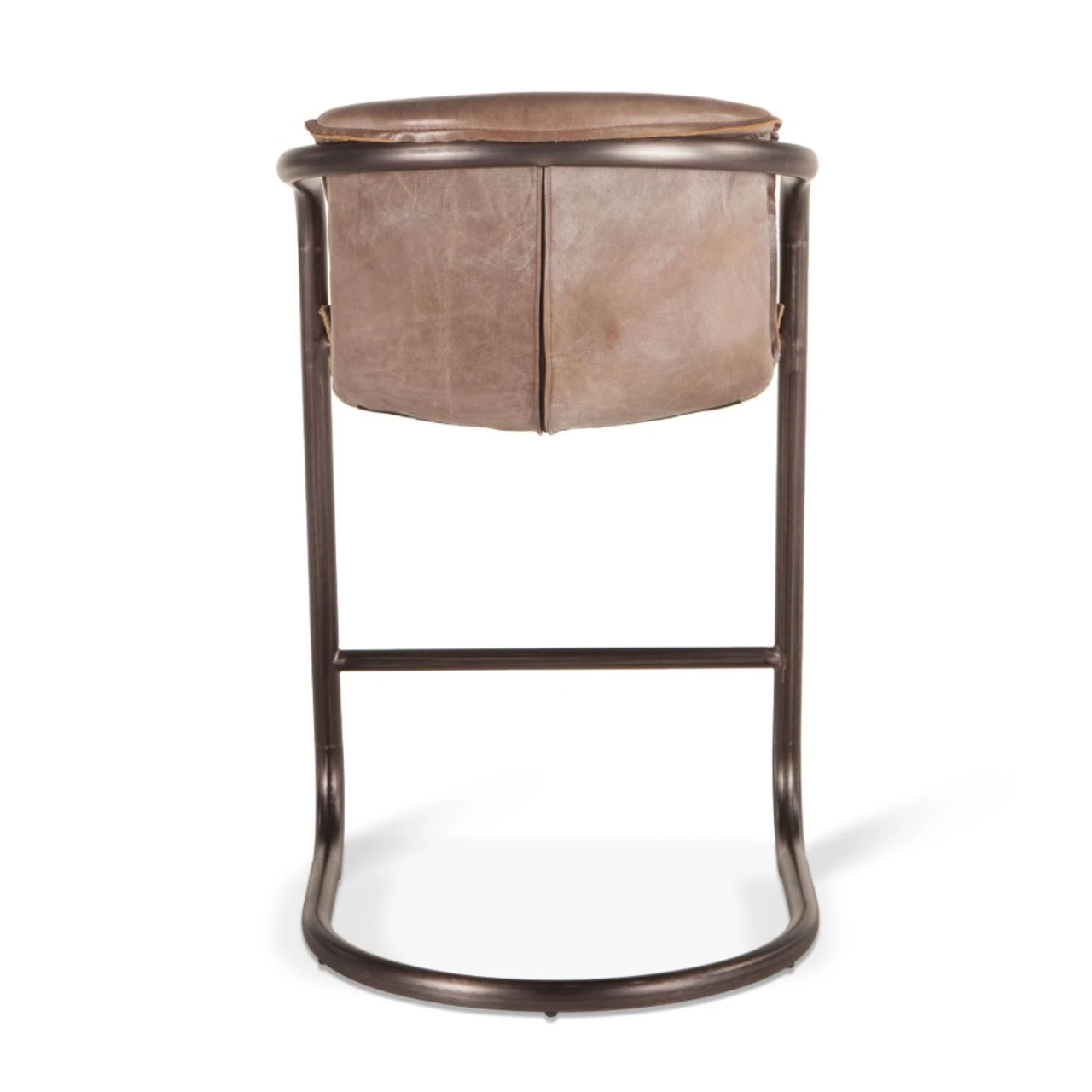 Industrial Loft Metal And Leather Counter Stool In Jet Brown 7 Industrial Loft Metal And Leather Counter Stool In Jet Brown - Image 5