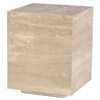 Nile 18" Drum Side Table In Travertine Stone