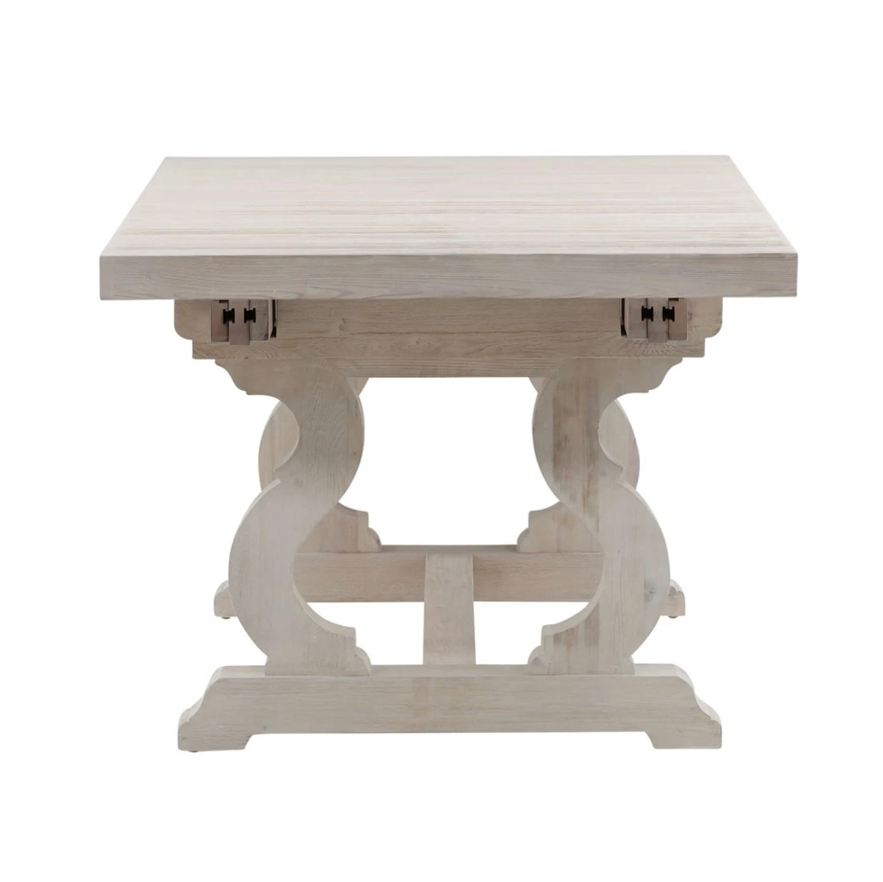 Chantelle Whitewashed Pine Extendable Trestle Dining Table 78-110" 9 Chantelle Whitewashed Pine Extendable Trestle Dining Table 78-110" - Image 7