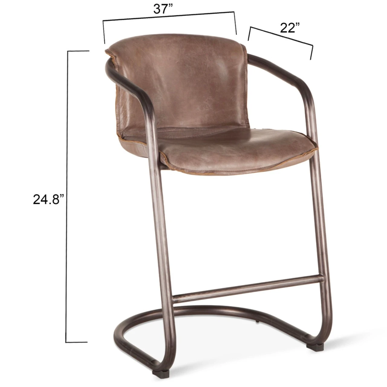 Industrial Loft Metal And Leather Counter Stool In Jet Brown 6 Industrial Loft Metal And Leather Counter Stool In Jet Brown - Image 4