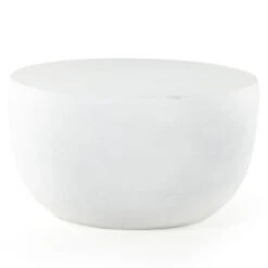 Basil Matte White Outdoor End Table