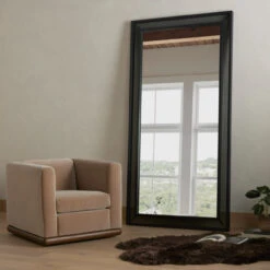 Hendrick Industrial Black Iron Mesh Floor Mirror 87"