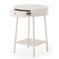 Van Modern Matte Alabaster Round Nightstand -Famous Furniture Shop 104492 007 4 87383.1615002861