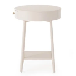 Van Modern Matte Alabaster Round Nightstand -Famous Furniture Shop 104492 007 5 80135.1615002859