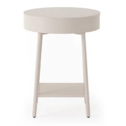 Van Modern Matte Alabaster Round Nightstand -Famous Furniture Shop 104492 007 6 19398.1615002870