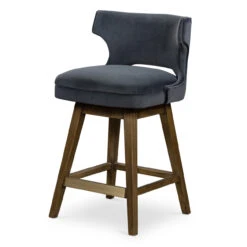 Task Modern Velvet Shadow Wing Swivel Counter Stool
