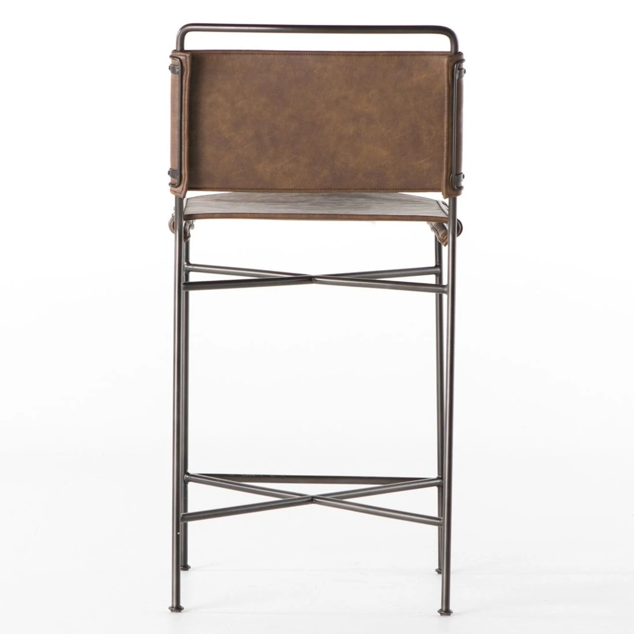 Oxford Distressed Brown Leather Counter Stool 5 Oxford Distressed Brown Leather Counter Stool - Image 3
