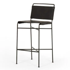 Wharton Distressed Black Bar Stool