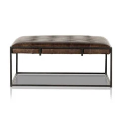 Oxford Tufted Havana Leather Ottoman Square Coffee Table -Famous Furniture Shop 105862 004 FRT 1 06490.1683597175