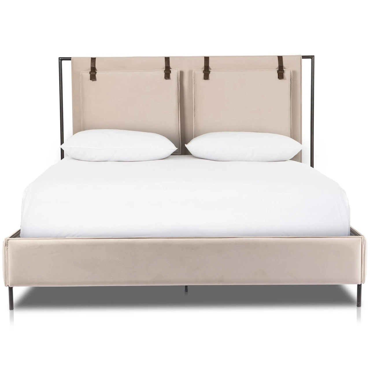 Leigh Modern Velvet Sand King Bed 5 Leigh Modern Velvet Sand King Bed - Image 3