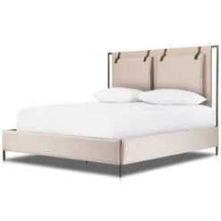 Leigh Modern Velvet Sand King Bed