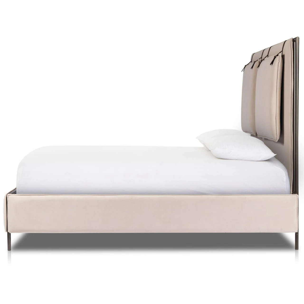 Leigh Modern Velvet Sand King Bed 4 Leigh Modern Velvet Sand King Bed - Image 2