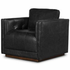 Kiera Sonoma Black Leather Swivel Chair