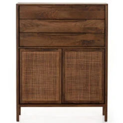 Sydney Brown Mango Woven Cane Tall Chest Of Drawers -Famous Furniture Shop 106690 003 FRT 1 64704.1711698585