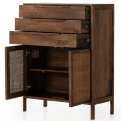 Sydney Brown Mango Woven Cane Tall Chest Of Drawers -Famous Furniture Shop 106690 003 OPN 1 72401.1711698585
