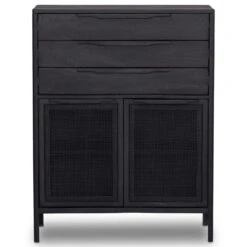 Sydney Black Mango Woven Cane Tall Chest Of Drawers -Famous Furniture Shop 106690 004 FRT 1 90350.1711699335