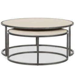 Hollywood Modern Shagreen Nesting Coffee Tables - Brushed Gunmetal -Famous Furniture Shop 107644 003 4 99003.1617741685