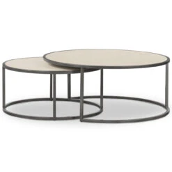 Hollywood Modern Shagreen Nesting Coffee Tables - Brushed Gunmetal -Famous Furniture Shop 107644 003 5 50232.1617741683