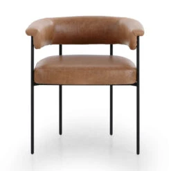 Carrie Brown Leather Upholstered Barrel Dining Arm Chair -Famous Furniture Shop 108499 003 FRT 1 01750.1691528951
