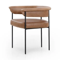 Carrie Brown Leather Upholstered Barrel Dining Arm Chair -Famous Furniture Shop 108499 003 PRM 2 70153.1691528958