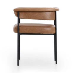 Carrie Brown Leather Upholstered Barrel Dining Arm Chair -Famous Furniture Shop 108499 003 SID 1 16037.1691528959