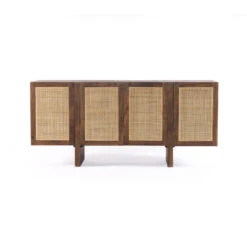 Goldie Toasted Wood Woven Cane 4 Door Sideboard 70" -Famous Furniture Shop 108658 001 FRT 1 13301.1671046494