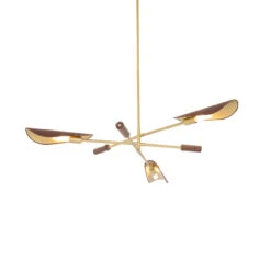 Astrid Wood And Leather Modern Chandelier - Brass -Famous Furniture Shop 108769 001 PRM 3 03316.1626209318