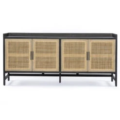 Caprice Black Wash Mango Woven Cane 4 Door Sideboard 72" -Famous Furniture Shop 108909 002 FRT 1 17065.1638648632