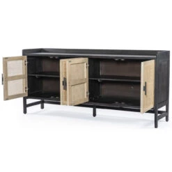 Caprice Black Wash Mango Woven Cane 4 Door Sideboard 72" -Famous Furniture Shop 108909 002 OPN 1 22470.1638648623