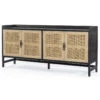 Caprice Black Wash Mango Woven Cane 4 Door Sideboard 72"