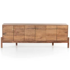 Reza Mid Century Modern Acacia Wood Media Console 84"