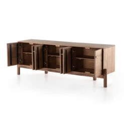 Reza Mid Century Modern Acacia Wood Media Console 84" -Famous Furniture Shop 108962 001 OPN 1 1 07236.1691602213