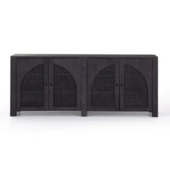 Tilda Black Woven Cane 4 Arched Door Sideboard 78" -Famous Furniture Shop 109085 002 FRT 1 1 60964.1596664530