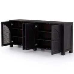 Tilda Black Woven Cane 4 Arched Door Sideboard 78" -Famous Furniture Shop 109085 002 PRM 2 1 66206.1596664529