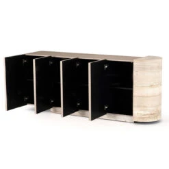 Liv Pale Oak Sculptural 4 Door Oak Sideboard 74" -Famous Furniture Shop 109296 001 5 97953.1614823174