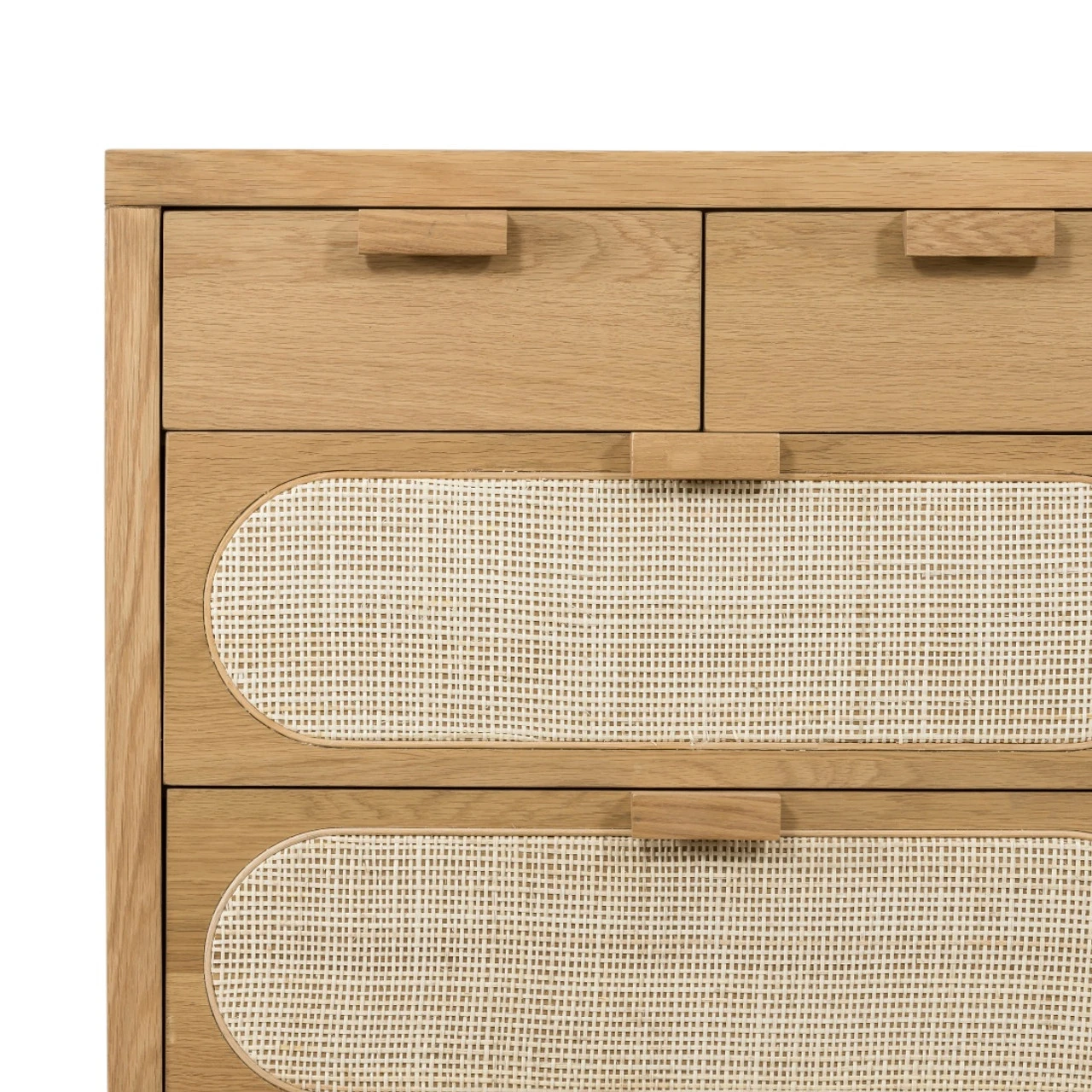 Allegra Woven Cane 8 Drawers Oak Wood Dresser 61" 9 Allegra Woven Cane 8 Drawers Oak Wood Dresser 61" - Image 7