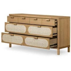 Allegra Woven Cane 8 Drawers Oak Wood Dresser 61" 11 Allegra Woven Cane 8 Drawers Oak Wood Dresser 61" -Famous Furniture Shop 109718 001 OPN 1 29249.1596827545