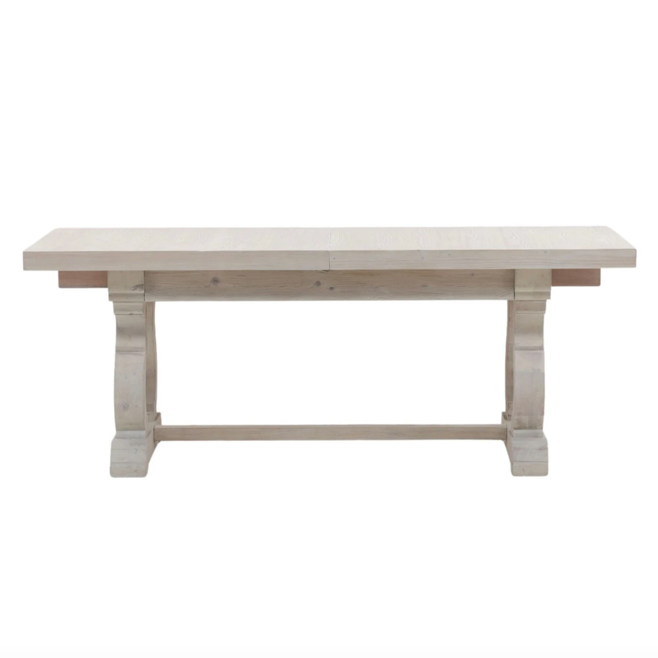 Chantelle Whitewashed Pine Extendable Trestle Dining Table 78-110" 8 Chantelle Whitewashed Pine Extendable Trestle Dining Table 78-110" - Image 6