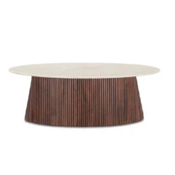 Iris Mango Wood And White Marble Oval Coffee Table 52" -Famous Furniture Shop 18CC6E31 E88A 47F0 8C67 7A1A57A7373C 1 201 a 83813.1687364486