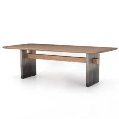 Brennan Dove Oak & Antiqued Pewter Leg Dining Table 94"