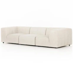 Gwen Channel Tufted Modular 3 PC Faye Sand Outdoor Sectional Sofa