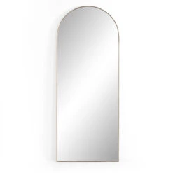 Georgina Polished Brass Arched Floor Mirror 80"
