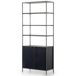 Trey Black Wash Poplar Modular Wide Bookcase