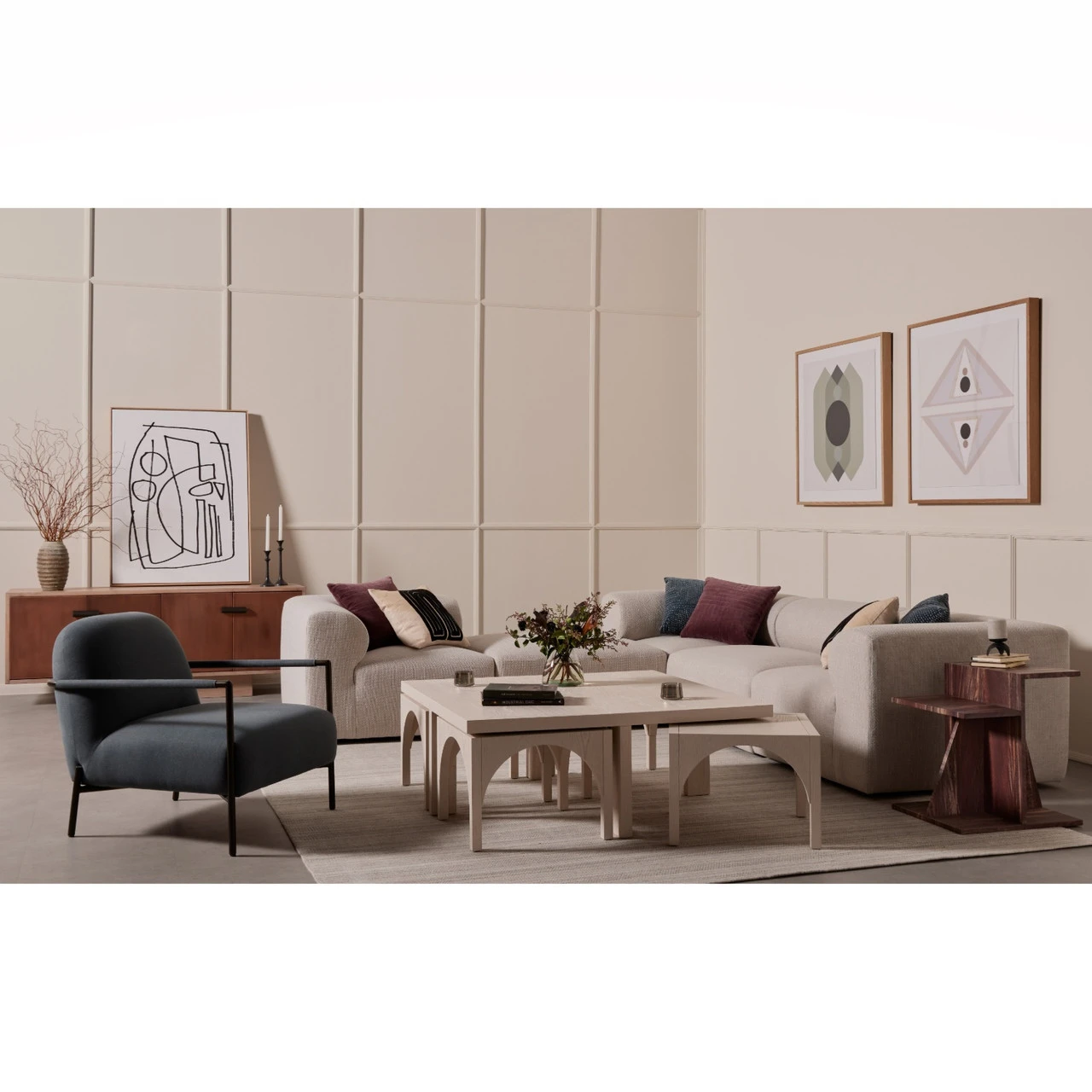 Amara Off White Oak Coffee Table With Nesting Arch 4 Amara Off White Oak Coffee Table With Nesting Arch - Image 2