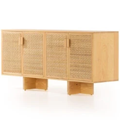 Levon Natural Woven Cane 4-Door Sideboard 69"
