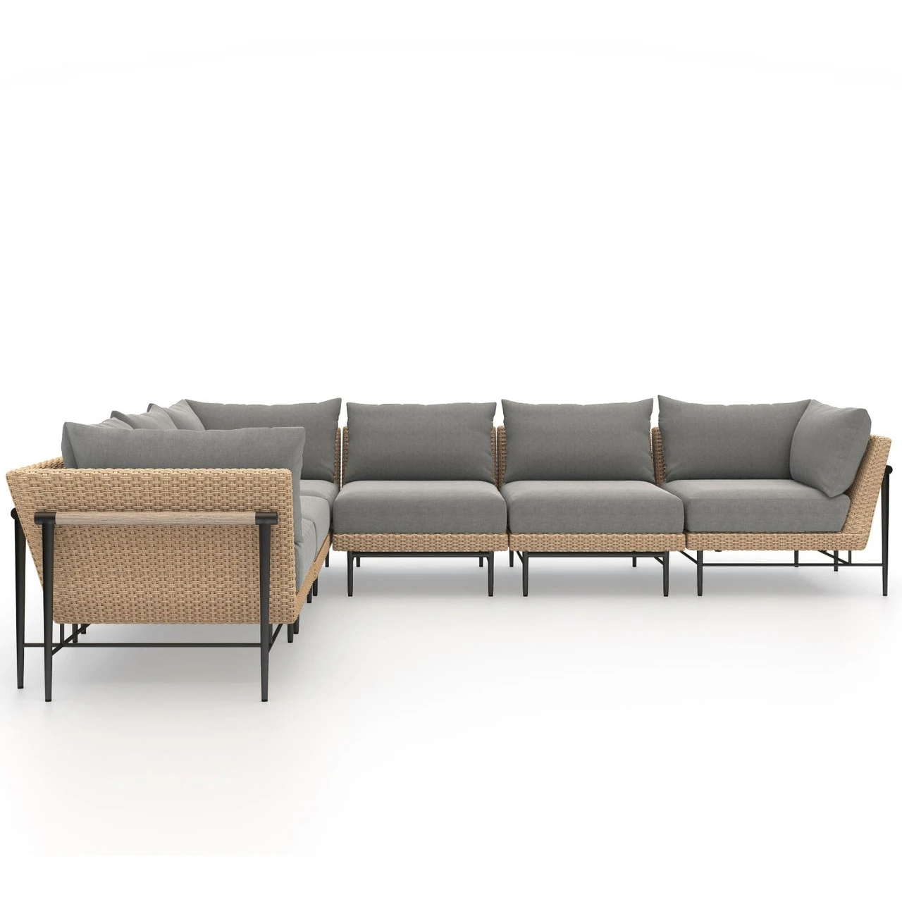 Cavan Outdoor Faux Hyacinth 6 Piece Sectional 5 Cavan Outdoor Faux Hyacinth 6 Piece Sectional - Image 3