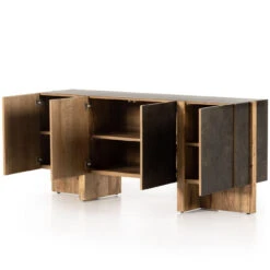 Bingham Rustic Oak 4-Door Sideboard -Famous Furniture Shop 228070 001 OPN 1 73221.1672782062