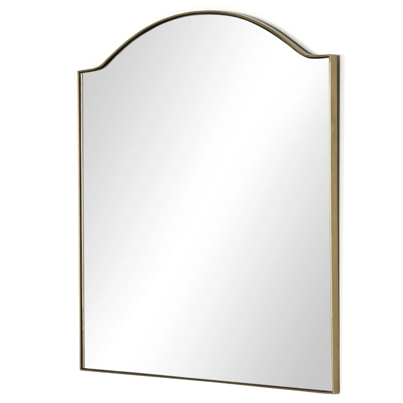 Jacques Antique Brass Iron Frame Arched Wall Mirror 40" 5 Jacques Antique Brass Iron Frame Arched Wall Mirror 40" - Image 3