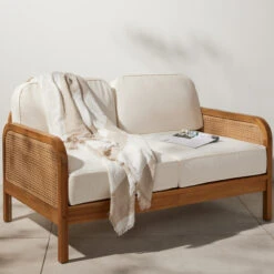 Merit Teak Wood & Woven Cane Outdoor Sofa 54" -Famous Furniture Shop 229397 001 VIG 1 40074.1680107840