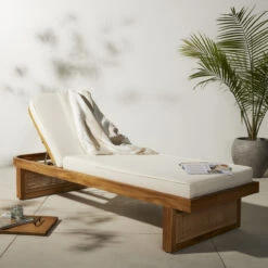 Merit Teak Wood & Woven Cane Outdoor Chaise Lounge -Famous Furniture Shop 229407 001 VIG 1 12841.1680107257